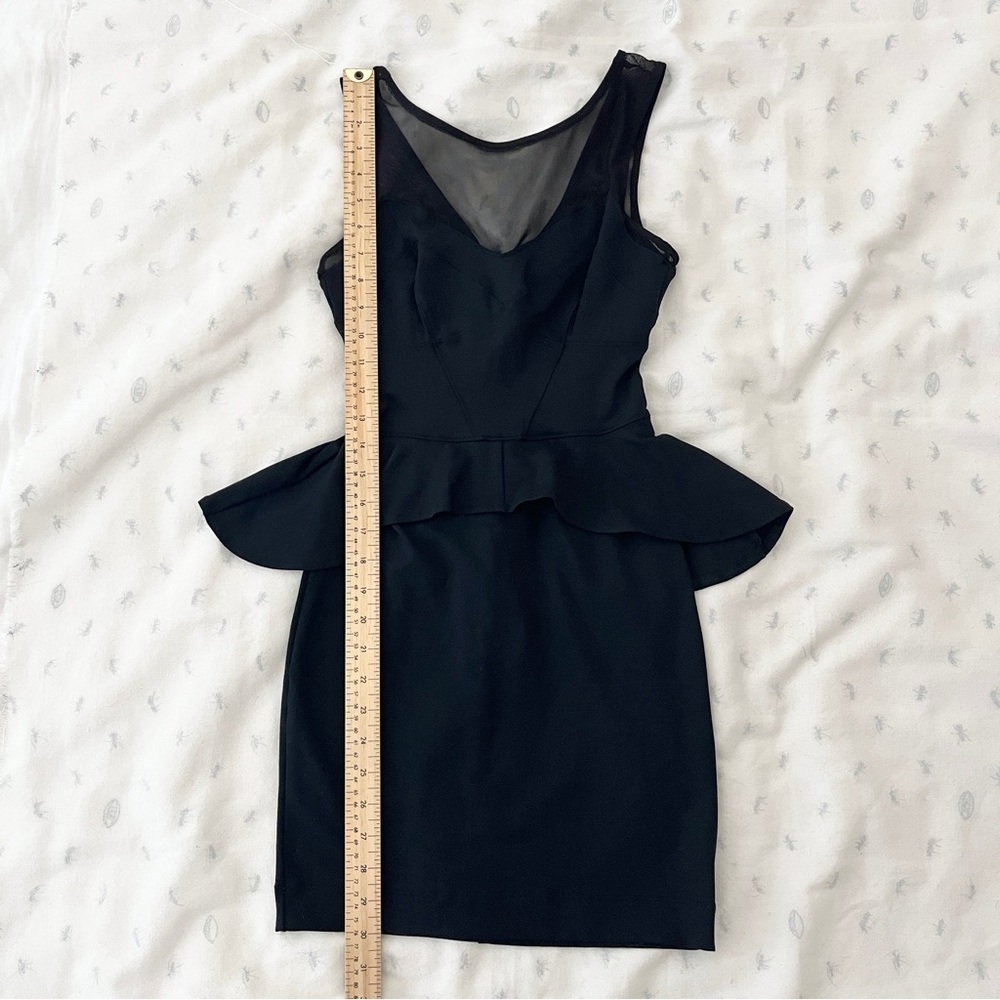 Bebe Glam Black Sleeveless Peplum Cocktail Dress w/ Illusion Neckline - XXS - Picture 9 of 13